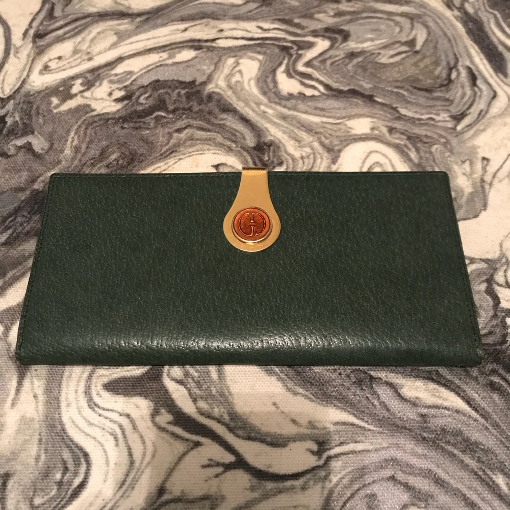 Gucci Green Leather Vintage Wallet